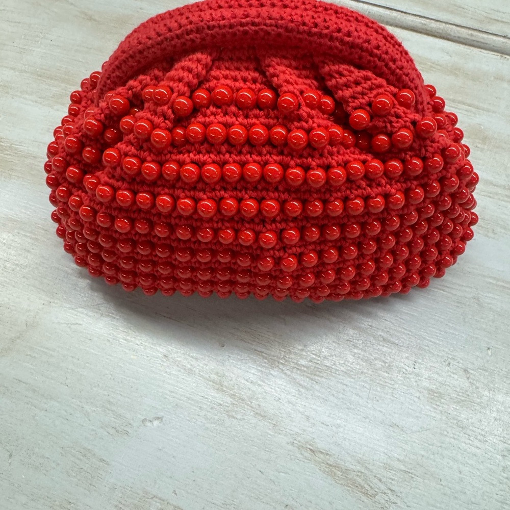 Zara Vibrant Red Beaded Clutch